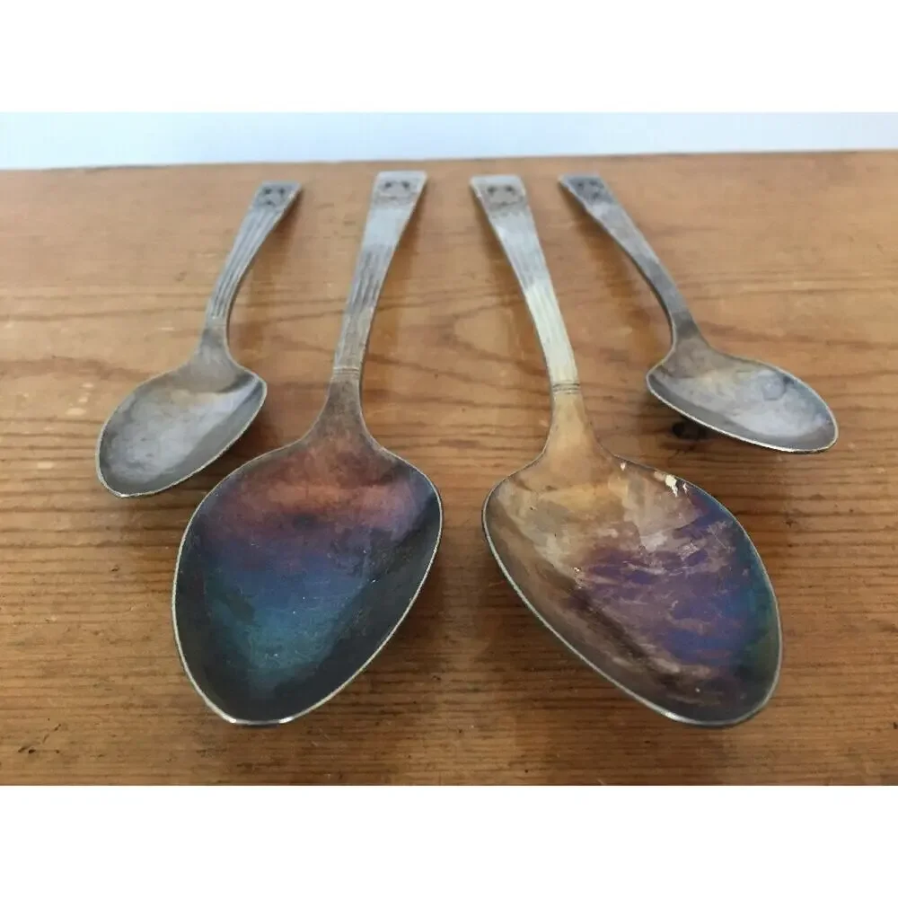 Lot 4 Vtg ONEIDA Community Plate Silverplate Flatware Serving Tea Spoons